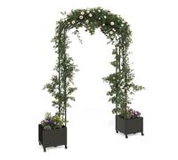 47" Tall Garden Arch Trellis for Climbing Plants - Metal Wedding Arch with Planter Box, Flower Frame Backdrop Stand - Rustproof Arbor for Wedding, Party, Balloon Decor & Outdoor Plant Support