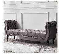 47" Velvet Storage Bench - Upholstered Tufted Ottoman with Arms Wooden Legs Stylish Bedroom & Living Room Furniture End of Bed Seating Grey 160cm/63in