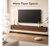 47" Wall-Mounted Floating TV Stand for TVs up to 80", Modern Entertainment Center with 2 Storage Cabinets & Flip-Down Doors, Cable Management Solution for Living Room & Bedroom