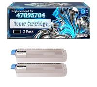 47095704 47095703 47095702 47095701 Toner Cartridge Compatible for Okidata OKI C844dnw C834nw C834dnw C824n C824dn Printers, With Chip Large Capacity 6000 Pages (2 Pack Black)
