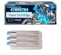 47095704 47095703 47095702 47095701 Toner Cartridge Compatible for Okidata OKI C844dnw C834nw C834dnw C824n C824dn Printers, With Chip Large Capacity 6000 Pages (3 Pack Black)