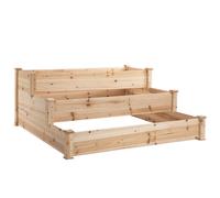 470L Wooden Raised Garden Bed 3-Tier Planter Kit Elevated Planter Box Stand for Yard & Patio 124 x 124 x 56 cm