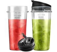 470ml/16oz Cups with Flip Top to-go Lids for Ninja 700W Slim Blender QB3001UKS BL770 BL660 BL810, Replacement Parts for Nutri Ninja 1100W Series Blenders (2 Pack)