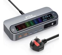 470W USB C Charging Station, Ultra-Fast 6-Port, with LCD Display and Smart Control Dial, Compatible with MacBook Pro/Air, iPhone 16/15/14, Galaxy, and More