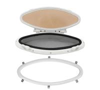 470x210mm Oval Inward Opening Portlight, Anti-UV Waterproof Boat Window with Lock Handle & Mesh, ABS & Glass Ship Yacht RV, White