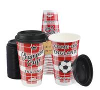473 ml 24-Set Football Party Cups with Lids - World Cup Champion England | Disposable Paper Cups for Fan Event Match-Day Decorations, A Salute To England, 1966 Champion, COME ON ENGLAND 2026
