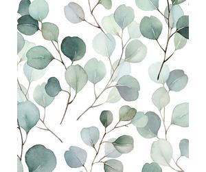 47420 - Flora Eucalyptus White Green Galerie Wallpaper