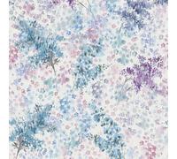 47450 - Flora Soft Foliage White Blue Purple Galerie Wallpaper