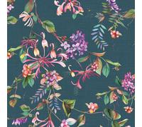 Non-Woven Wallpaper Flowers Leaves Berries Blue Green Pink 47454 (6,86£/1qm)