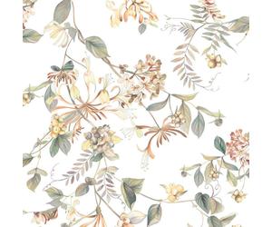 47455 - Flora Summer Bouquet White Green Galerie Wallpaper