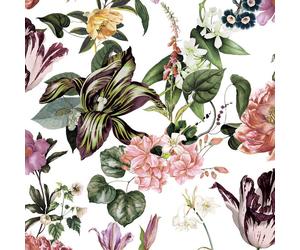 47458 - Flora Floral Rhapsody White Rose Green Galerie Wallpaper
