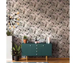 47462 - Flora Cherry Blossom Grey Blue Green Rose Galerie Wallpaper