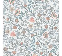 Non-woven wallpaper tendrils pattern floral leaves blue orange 47627 (6,50£/1qm)