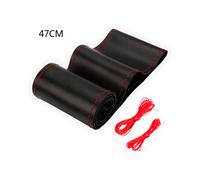 (47CM Black and Red) 40CM 42CM 45CM 47CM 50CM Car Truck Extra Large Artificial Leather Steering