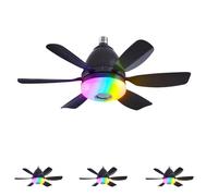 47cm RGB Ceiling Fan with Lights, 32W E27 Socket Dimmable Ceiling Fan with 3 Speeds, 6 Blades and Remote Control Support & Bluetooth Music Player, Timing Function for Living Room/Bedroom (Black)