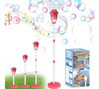 47in Bubble Torch Garden Lamp, Automatic Bubble Maker Stand Machine Rechargeable, with Night Light and Music, for Wedding Birthday Picnic Camping Party (Red)