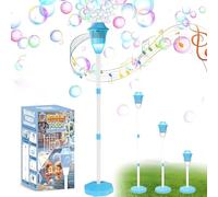 47in Bubble Torch Garden Lamp, Automatic Bubble Maker Stand Machine Rechargeable, with Night Light and Music, for Wedding Birthday Picnic Camping Party (Blue)