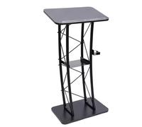 47Inch Black Metal Lectern with Tray Curved Iron Podium for Auditorium & Conferences Floor Standing Presentation Stand with Cup Holder Stylish Design