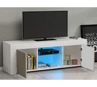 47inch TV Stand Unit Cabinet Two Door Sideboard Glass Shelf Storage RGB LED Lighted (grey)
