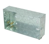 47mm Twin Double Metal Flush Mounted Back Box 2 Gang Brick Wall Hole Pattress