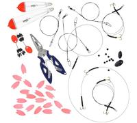 47pc Pike Fishing Rig Set - Snap Tackle Rigs Sizes 6-10 Barbed Hooks, Floats, Wire Traces, Inline Weights, Beads, Stops & Cutting Tool - Predator Deadbait Tackle Kit