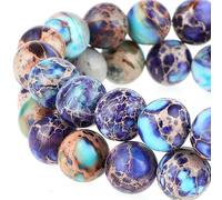 47Pcs 8MM Imperial Sea Sediment Gemstone Beads Natural Round Stone Beads Jasper Bead for Jewelry Necklace Bracelet Making(Multicolor B)