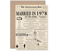 47th Anniversary Card for Men Women - Newspaper Married in 1978 - Happy 47 Year Wedding Anniversary Card for Wife Companion Partner Husband, A5 Anniversaries Greeting Cards