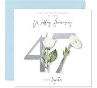 47th Anniversary Card for Women and Men, Fancy Floral Flowers