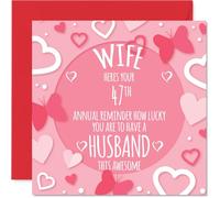 47th Anniversary Card For Women - Annual Reminder - Happy 47 Year Anniversary Card For Wife, 145mm Wedding Anniversaries Greeting Cards