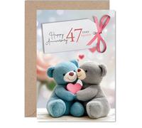 47th Anniversary Card for Women Men - Bears in Love - Happy 47 Year Anniversary Card for Husband Companion Boyfriend Girlfriend, A5 Wedding Anniversaries Greeting Cards