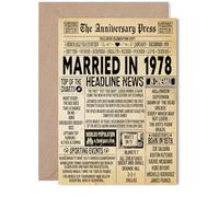47th Anniversary Card for Women Men - Vintage Newspaper Married in 1978 - Happy 47 Year Wedding Anniversary Card for Companion Wife Partner Husband, 5x7 Inch Anniversaries Greeting Cards