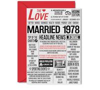 47th Anniversary Cards for Men Women - Married 1978 Newspaper - Happy 47 Wedding Anniversary Card for Husband Wife Dad Mum Nan Grandad Vintage Retro 1978, 5x7 Inch Greeting Cards