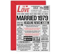 46th Anniversary Cards for Men Women - Married 1979 Newspaper - Happy 46 Wedding Anniversary Card for Husband Wife Dad Mum Nan Grandad Vintage Retro 1979, 5x7 Inch Greeting Cards