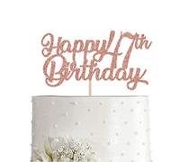 47th Birthday Cake Topper, Rose Gold Glitter Cheers To 47 Years Party Decoration, Supply