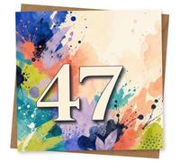 47th Birthday Card, 47th Birthday Card for Her or Him - Colourful Abstract Number Design - Fun Greeting