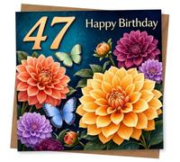 47th Birthday Card, Elegant Floral Design