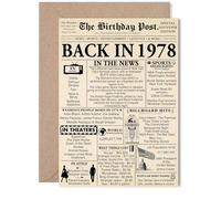 47th Birthday Card for Men Women - Newspaper Back in 1978 - Happy 47 Birthday Cards for Son Nephew Sister Cousin Auntie Husband, 5x7 Inch Bday Greeting Cards