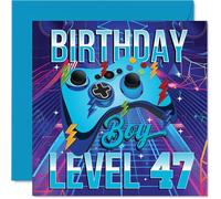 47th Birthday Cards for Men - Gamer Level - Happy Birthday Card for 47 Year Old Man Uncle Cousin Brother Friend, 145mm Bday Greeting Cards