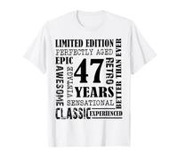 47th Birthday Tee Gift Vintage Awesome Epic Retro 47 Yrs Old T-Shirt
