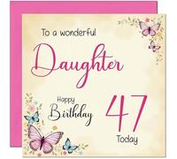 47th Daughter Birthday Card - Beautiful Butterfly Floral Daughters Birthday Card for 47 Year old forty forty seven, forty seventh
