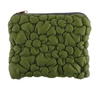 47th & Main Puffy Quilted Makeup Travel Cosmetic Bags Pebbled Pouch Storage Clutch for Women, 6.75" x 8.25", Light Green