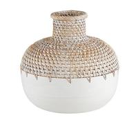 47th & Main Woven Seagrass and Bamboo Vase for Home Décor, Small, White/Natural