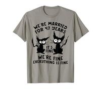 47th Wedding Anniversary 47 Years Married Its Fine Cat Funny T-Shirt