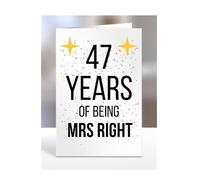 47th Wedding Anniversary Card, of being Mrs Right, Gifts for Wife, Girlfriend, Fiancee, Couple, Ideas, Women, Her, Female, Presents for Christmas, 47 years, A5-176a_48