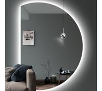 47''x32'' Dimmable LED Backlit Bathroom Mirror Anti-Fog Frameless Semi-Circle Design with Touch Switch Perfect for Home Decor and Modern Bathrooms