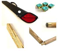 48" 2 Piece Ash Pool or Snooker Cue with 4 Triangle Chalks & Case - Kids Gift