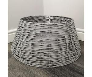 48/70cm Samuel Alexander KD Willow Christmas Tree Skirt Wicker Rattan - Large Light Grey