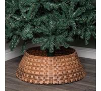 Samuel ALEXANDER 48/70cm Large KD Plastic Wicker Rattan Woven Christmas Tree Skirt in Brown