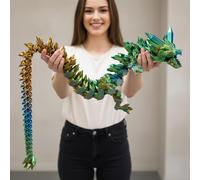 48.82inch Super Large 3D Printed Crystal Dragon,Movable mouth,Flexible Joint Animal lacertid Figurines, Home Office Decor,Fidget Toy for Adults Teens Boy Festival Gifts ,Executive Desk Toy (GREEN)