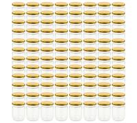 48/96x Glass Jam Jars with Lid 230ml Preserving Container Multi Colours vidaXL